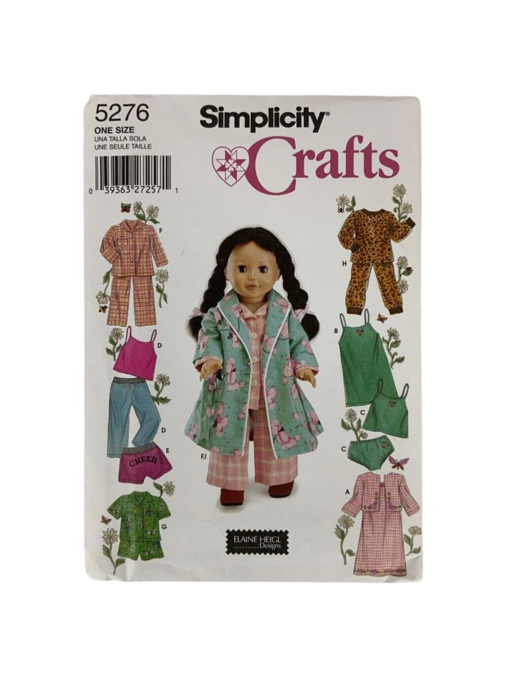 Simplicity 5276 Elaine Heigl Designs 18 inch Doll Clothes Sewing Pattern UNCUT
